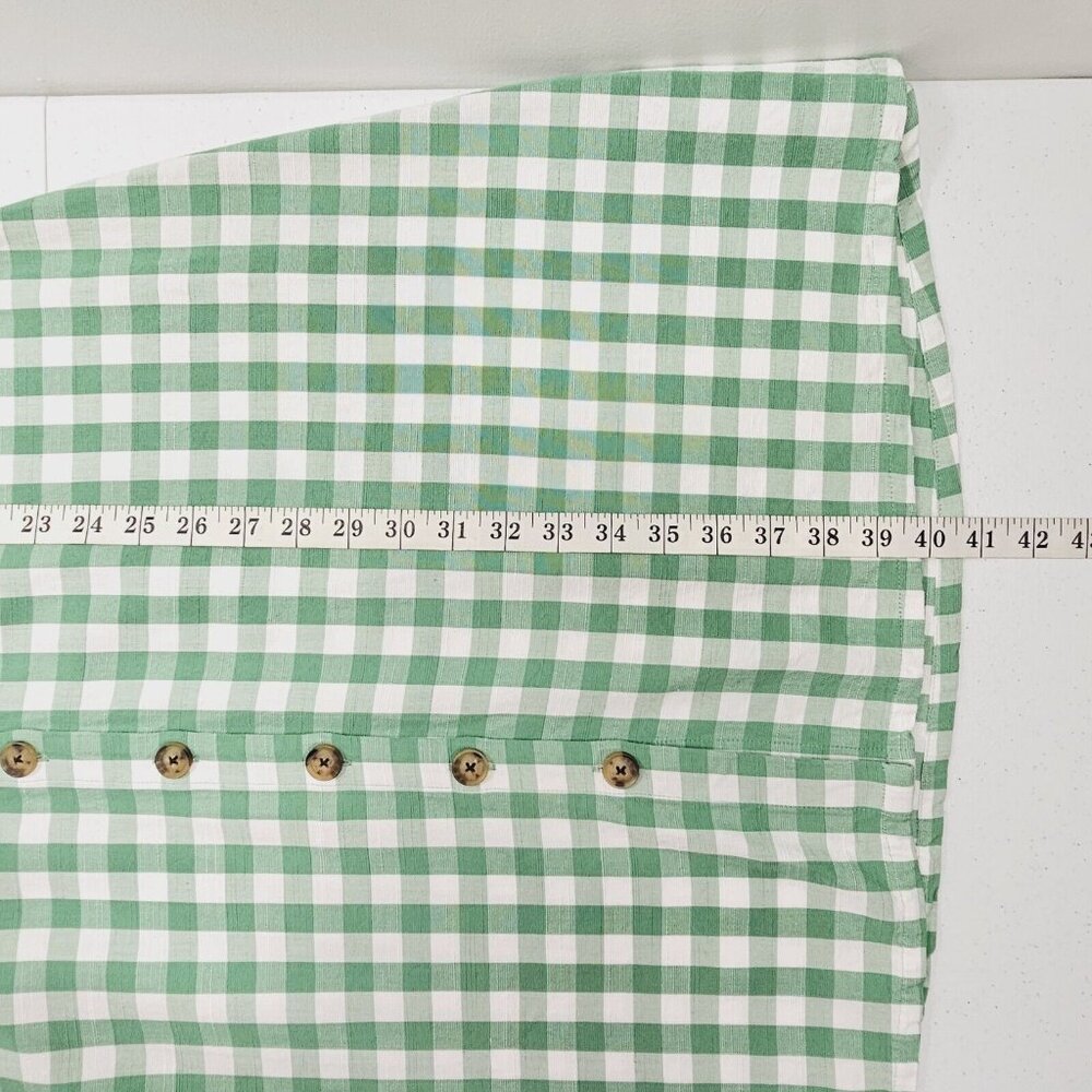Loft Gingham Button Flare Dress Womens 16 Green White Cottage Country Western - Picture 7 of 13